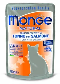 MONGE NATURAL zsebes tonhal zselében lazaccal macskáknak 80 g